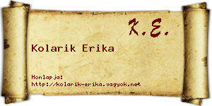 Kolarik Erika névjegykártya